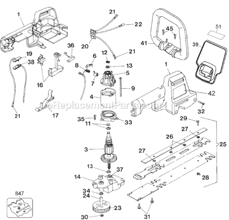 Page A Diagram and Parts List for HT300 Type 2 Black and Decker Hedge Trimmer